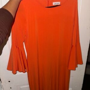Calvin Klein Women's Orange Bell Sleeve Dress